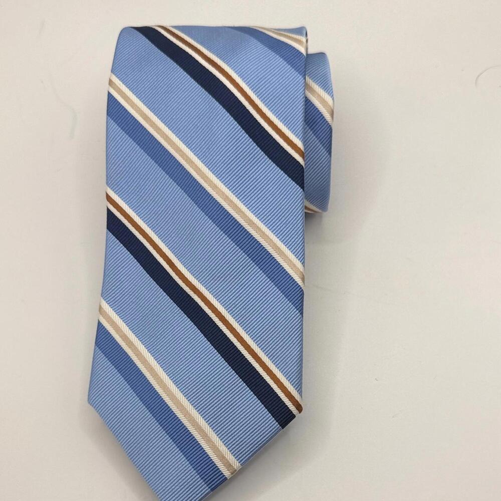 Peter Millar Mens Tie Light‎ Blue and Navy Striped Tie  58” X 7”